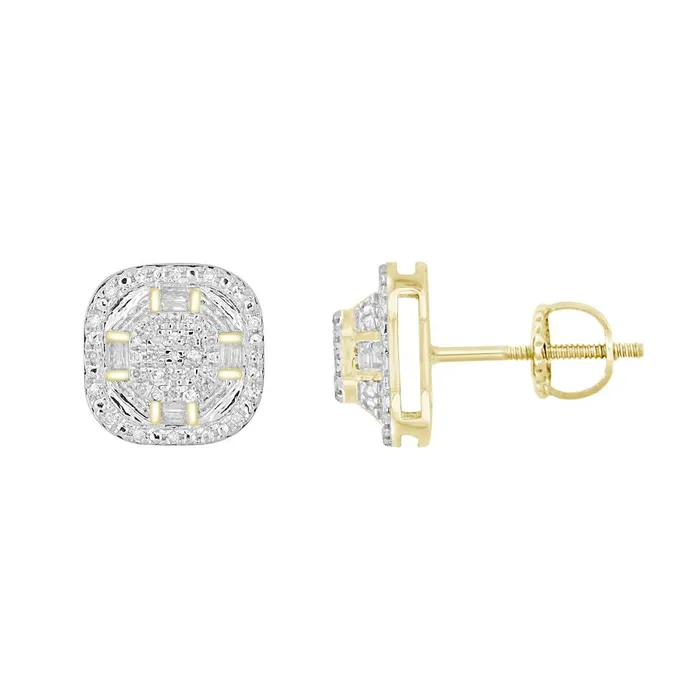 AV Earrings LADIES EARRINGS 020CT ROUNDBAGUETTE DIAMOND 10K YELLOW GOLD