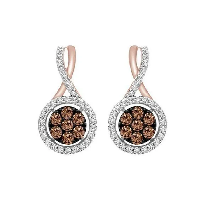 AV Earrings LADIES EARRINGS 075CT ROUND DARK BROWN DIAMOND 10K ROSE GOLD AV Earrings LADIES EARRINGS 075CT ROUND DARK BROWN DIAMOND 10K ROSE GOLD