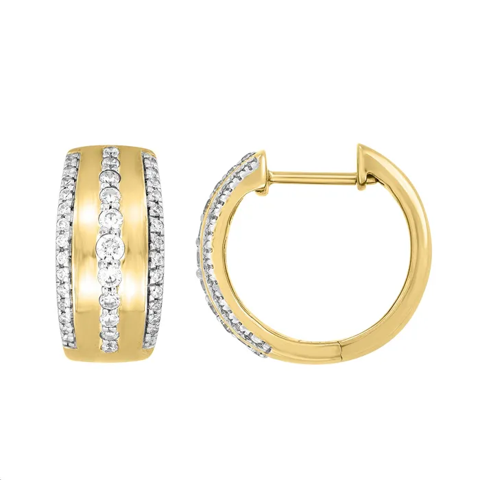 AV Earrings LADIES HOOPS EARRINGS 050CT ROUND DIAMOND 14K YELLOW GOLD