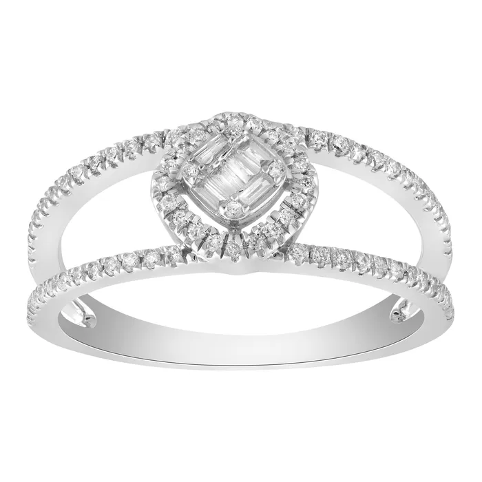 AV LADIES BAND 033CT ROUNDBAGUETTE DIAMOND 14K WHITE GOLD Rings