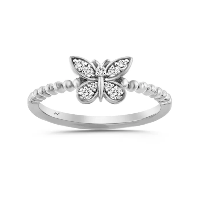 AV LADIES RING 010CT ROUND DIAMOND 10K WHITE GOLD Rings