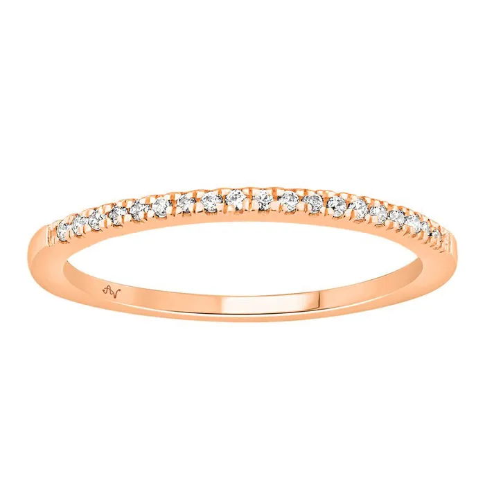 AV LADIES STACKABLE BAND 011CT ROUND DIAMOND 14K ROSE GOLD Rings