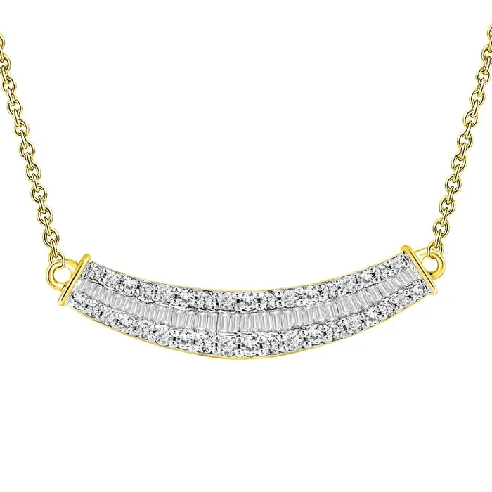 AV Necklaces LADIES NECKLACE 050CT ROUNDBAGUETTE DIAMOND 14K YELLOW GOLD SI QUALITY AV Necklaces LADIES NECKLACE 050CT ROUNDBAGUETTE DIAMOND 14K YELLOW GOLD SI QUALITY