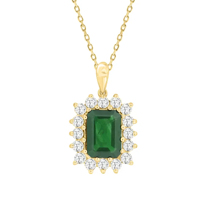 AV Necklaces LADIES PENDANT WITH CHAIN 188CT ROUNDEMERALD DIAMOND 14K YELLOW GOLD CENTER STONE EMERALD APPROX 150CT AV Necklaces LADIES PENDANT WITH CHAIN 188CT ROUNDEMERALD DIAMOND 14K YELLOW GOLD CENTER STONE EMERALD APPROX 150CT