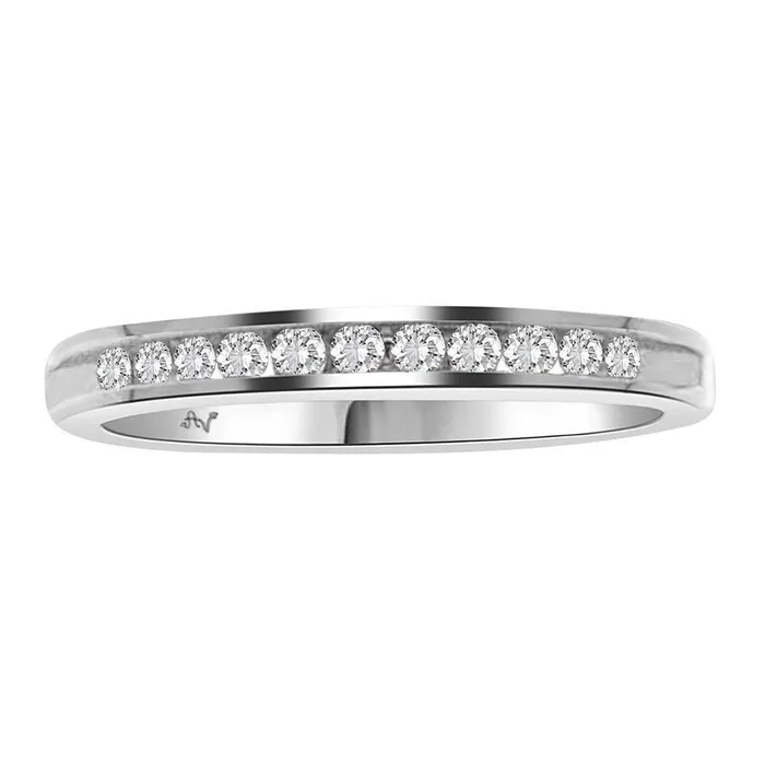 AV Rings LADIES BAND 015CT ROUND DIAMOND 14K WHITE GOLD SI QUALITY