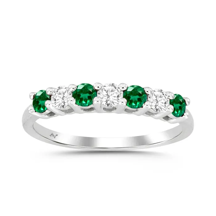 AV Rings LADIES BAND 060CT ROUNDEMERALD DIAMOND 14K WHITE GOLD CENTER STONE EMERALD DIAMOND APPROX 035CT AV Rings LADIES BAND 060CT ROUNDEMERALD DIAMOND 14K WHITE GOLD CENTER STONE EMERALD DIAMOND APPROX 035CT