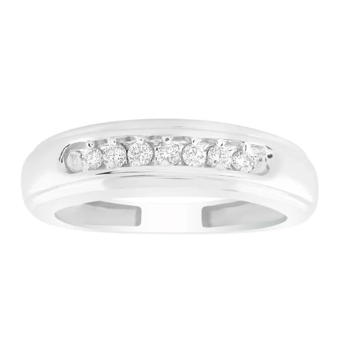 AV Rings MENS BAND 015CT ROUND DIAMOND 14K WHITE GOLD SI QUALITY