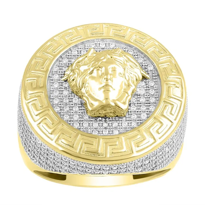AV Rings MENS RING 125CT ROUND DIAMOND 10K YELLOW GOLD