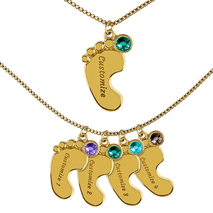 Baby Foot Name with Birthstone Necklace and Personal Message Card ShineOn Fulfillment Necklaces Baby Foot Name with Birthstone Necklace and Personal Message Card ShineOn Fulfillment Necklaces