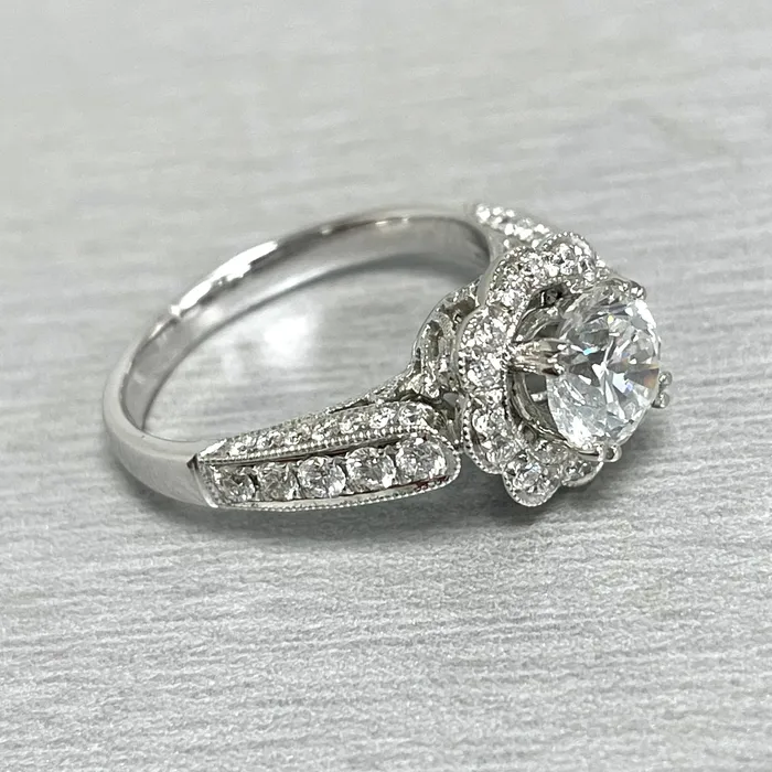 Beauvince Blossoms Engagement Ring 121 ct Round GSI2 EGLUSA Diamond in White Gold Rings