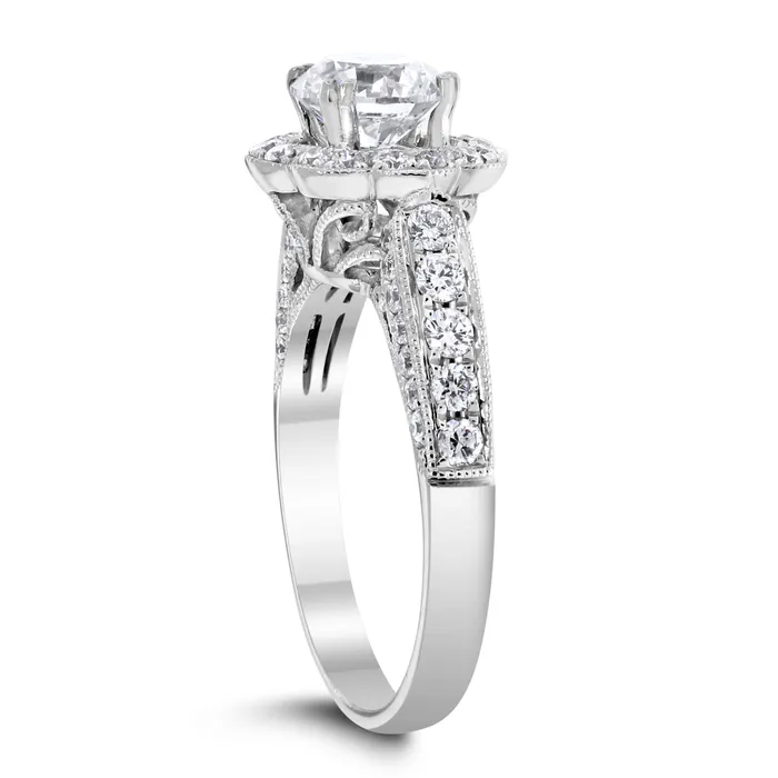 Beauvince Blossoms Engagement Ring 121 ct Round GSI2 EGLUSA Diamond in White Gold Rings