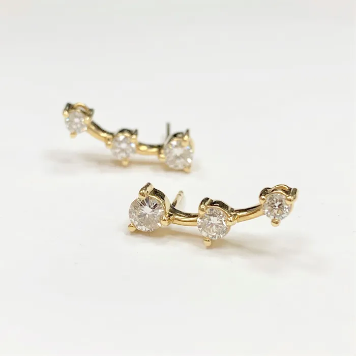 Beauvince Grape Wine Ear Climbers Falls 110 ct Diamonds in Yellow Gold Beauvince Earrings