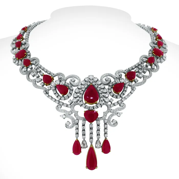 Beauvince Necklaces Regalia Ruby Diamond Necklace 5581 ct Diamonds Rubies in White Gold