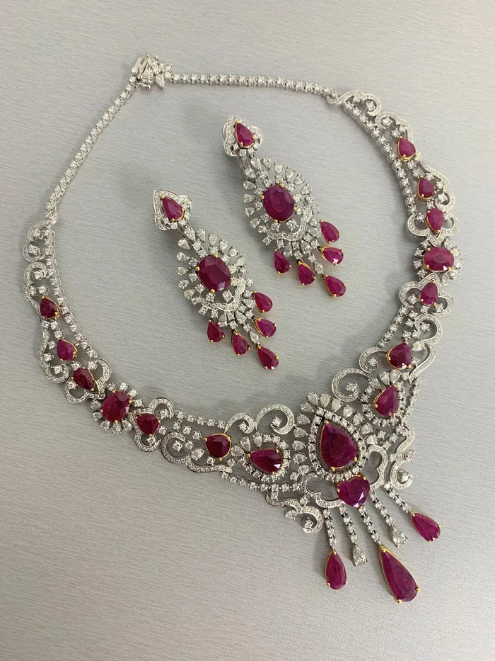 Beauvince Necklaces Regalia Ruby Diamond Necklace 5581 ct Diamonds Rubies in White Gold