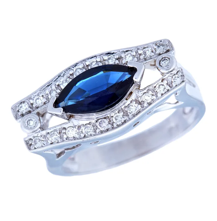 Beauvince Rings Marquise Sapphire Evil Eye Ring in White Gold