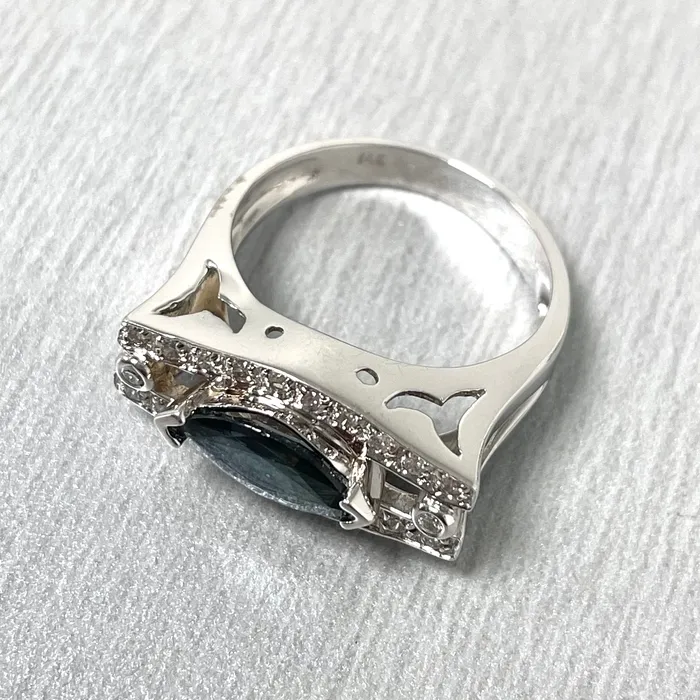 Beauvince Rings Marquise Sapphire Evil Eye Ring in White Gold