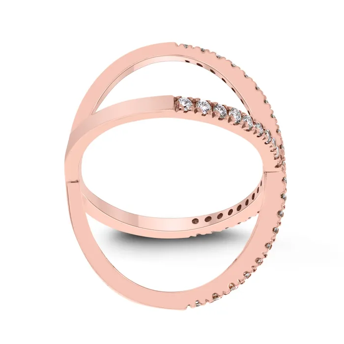 Beauvince Rings Xena Diamond Cross Ring 053 ct Diamonds in Rose Gold