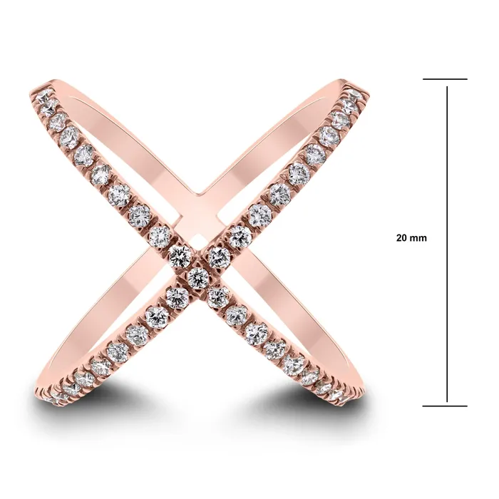 Beauvince Rings Xena Diamond Cross Ring 053 ct Diamonds in Rose Gold