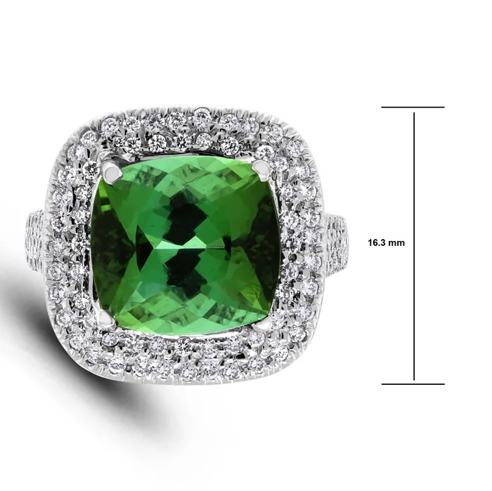 Beauvince The Green Tourmaline Ring 659 ct Tourmaline Diamonds in White Gold Rings