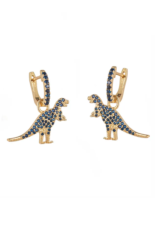 Blue TRex 14K Gold Plated CZ Huggie Earrings Eye Candy LA Earrings