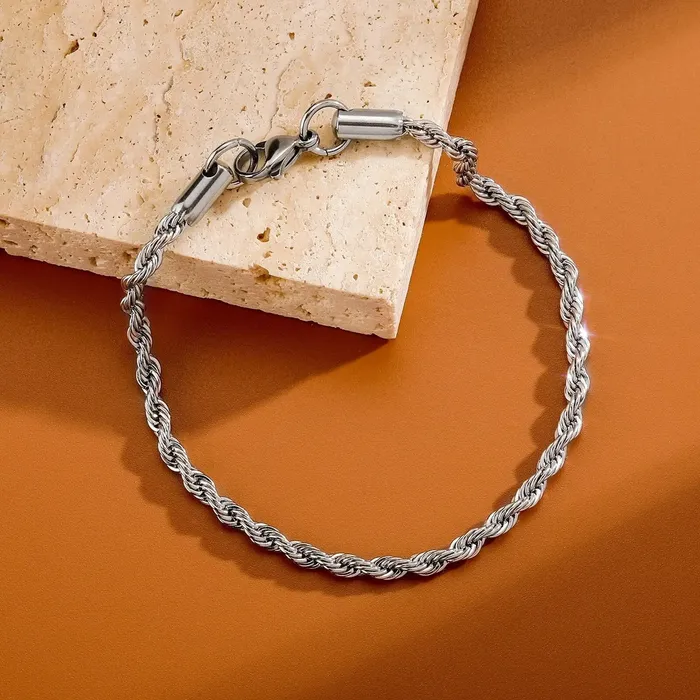 Bracelets 3mm Rope Bracelet in White Gold The Icetruck