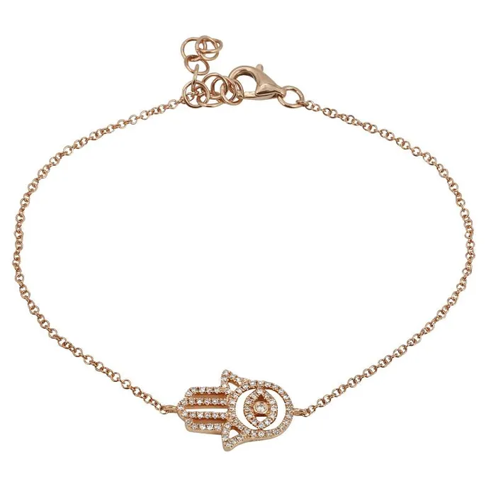 Bracelets Izakov Diamonds Fine Jewelry 14K Gold Diamond Evil Eye Hamsa Bracelet