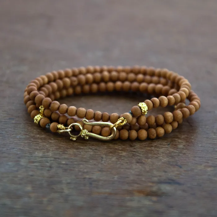 Bracelets Vivien Frank Designs Beaded Sandalwood Wrap Bracelet