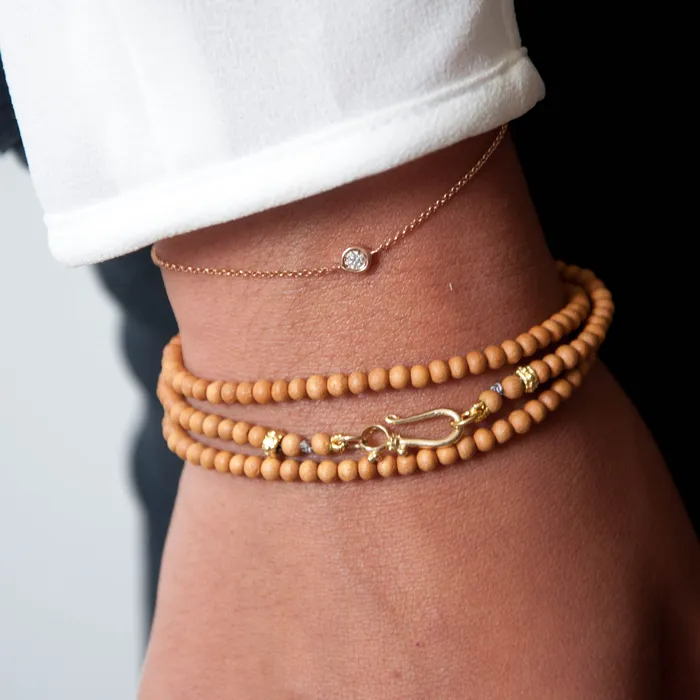Bracelets Vivien Frank Designs Beaded Sandalwood Wrap Bracelet