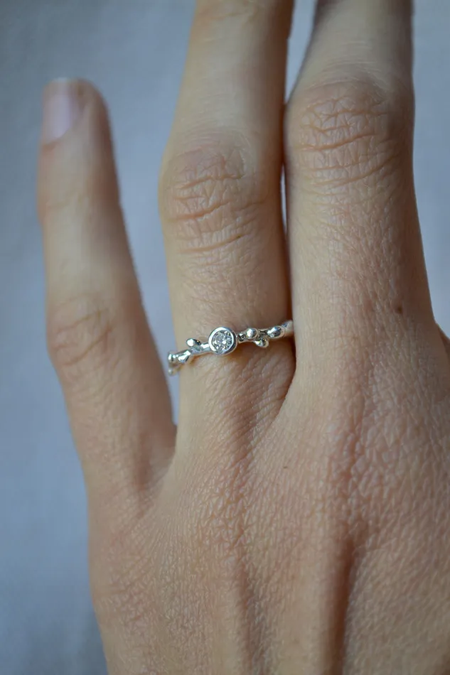 Branch Rings Branch Solitaire Silver Ring