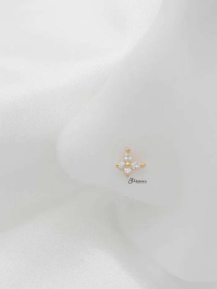 CZ Butterfly L Bend Nose Stud Gold Glitters Earrings