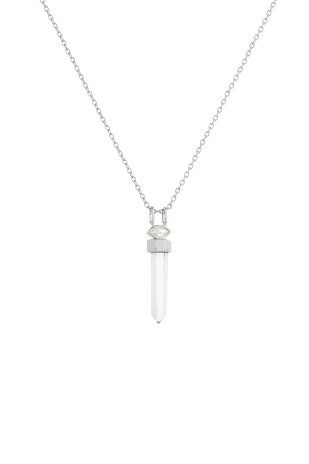 Celine Daoust Charm Necklaces Quartz pencil with marquise diamond charm