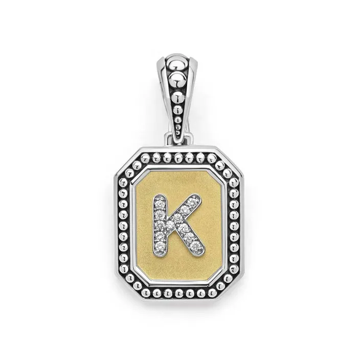 Charm Necklaces LAGOS Signature Caviar Octagon Diamond K Initial Charm