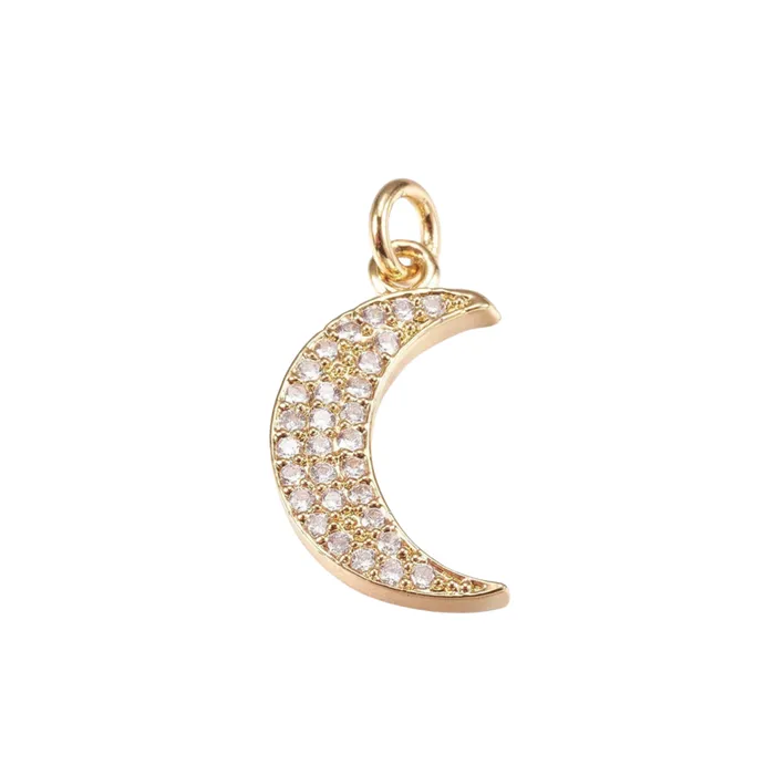 Charm Necklaces pau jewelry Moon pave charm