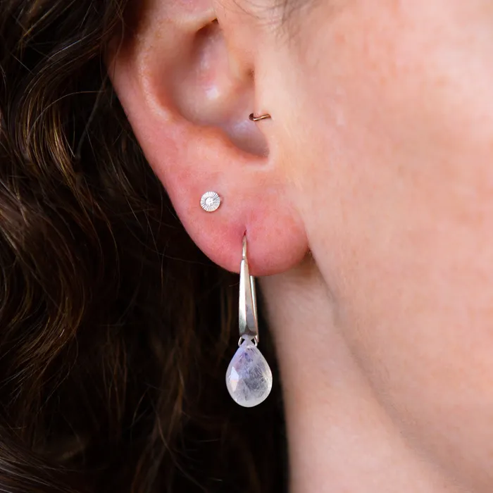 Corey Egan Earrings Silver Fragment Gemstone Drops in Moonstone
