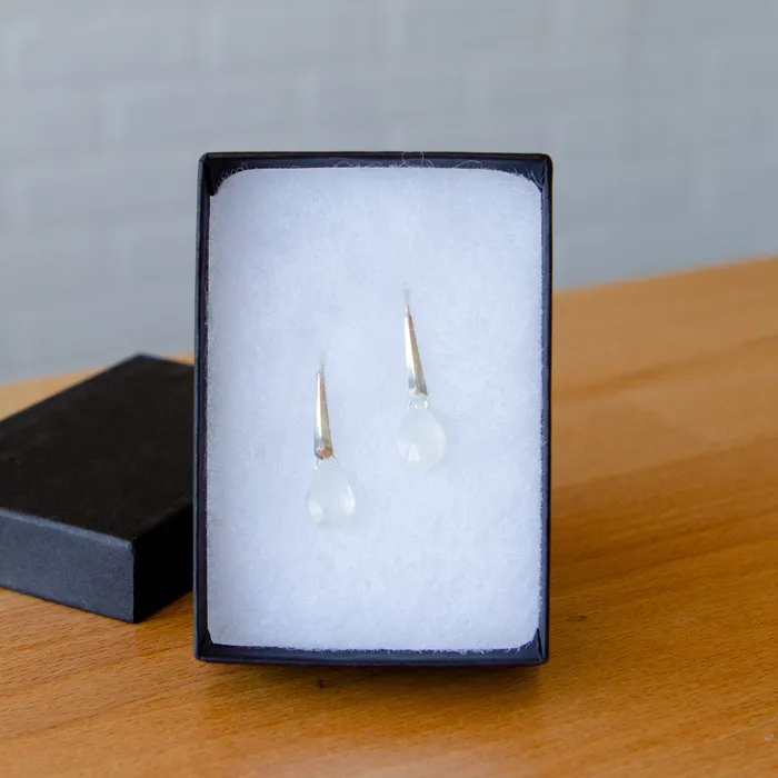 Corey Egan Earrings Silver Fragment Gemstone Drops in Moonstone