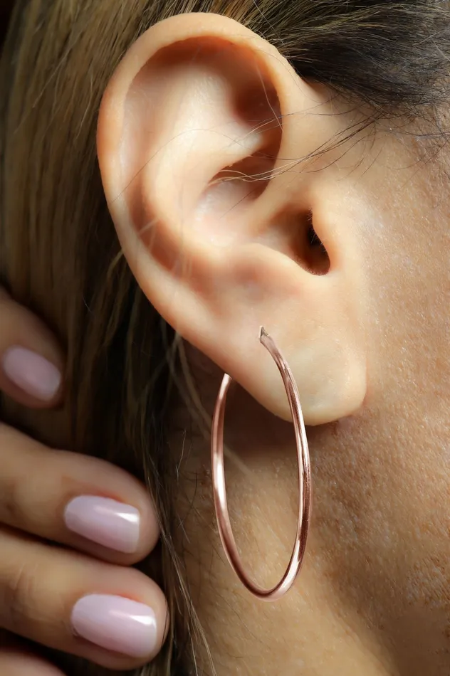Crown Jewels Coin Earrings 14k Rose Gold Endless Hoop Earrings