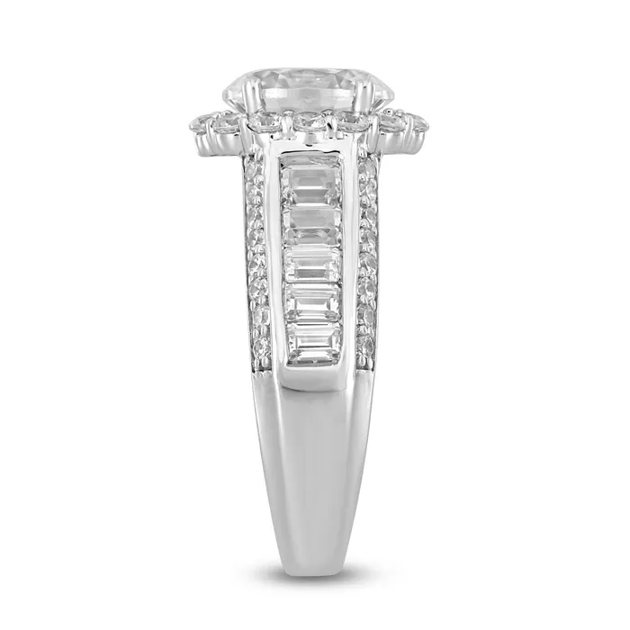 Crown Jewels Coin LADIES RING 3 34CT ROUNDOVALEMERALD DIAMOND 14K WHITE GOLD Rings