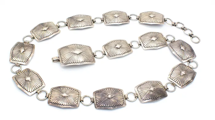 Crown Jewels Coin Orville Tsinnie Navajo Handmade Sterling Silver Link Concho Belt Rings Crown Jewels Coin Orville Tsinnie Navajo Handmade Sterling Silver Link Concho Belt Rings