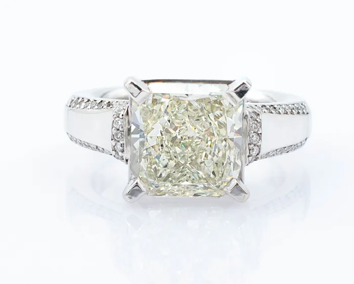 Crown Jewels Coin Rings 641 carat Radiant Diamond Ring