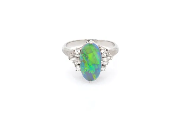 Crown Jewels Coin Rings Opal and Diamond Ring