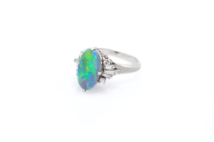 Crown Jewels Coin Rings Opal and Diamond Ring