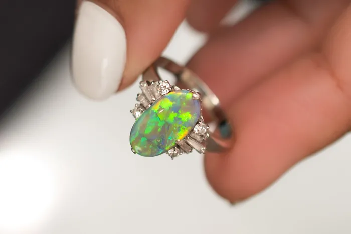Crown Jewels Coin Rings Opal and Diamond Ring