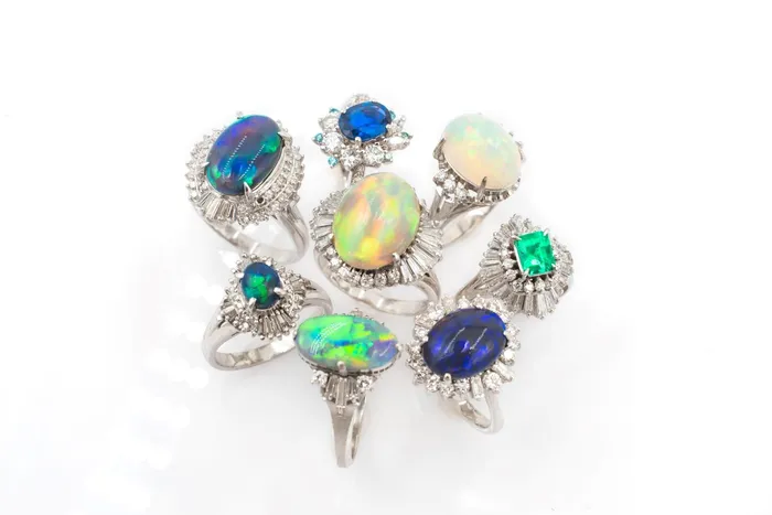 Crown Jewels Coin Rings Opal and Diamond Ring