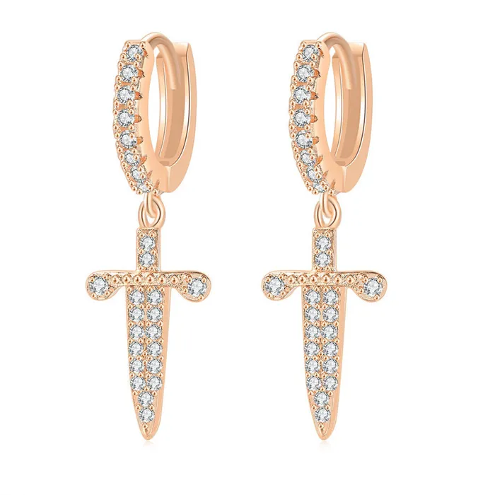 Dangle Sword OneTouch Huggie Hoop Earrings Glitters Earrings
