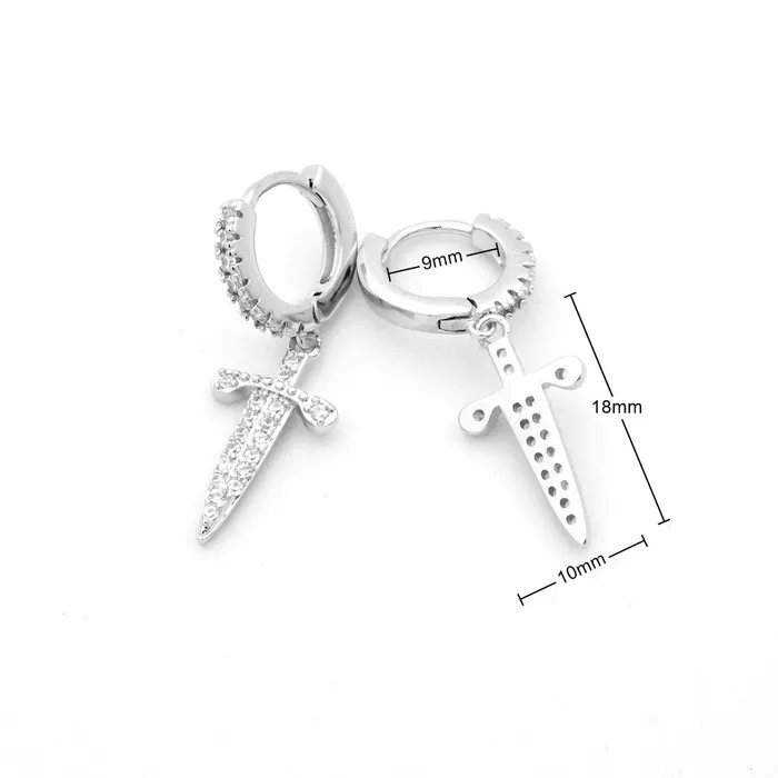 Dangle Sword OneTouch Huggie Hoop Earrings Glitters Earrings
