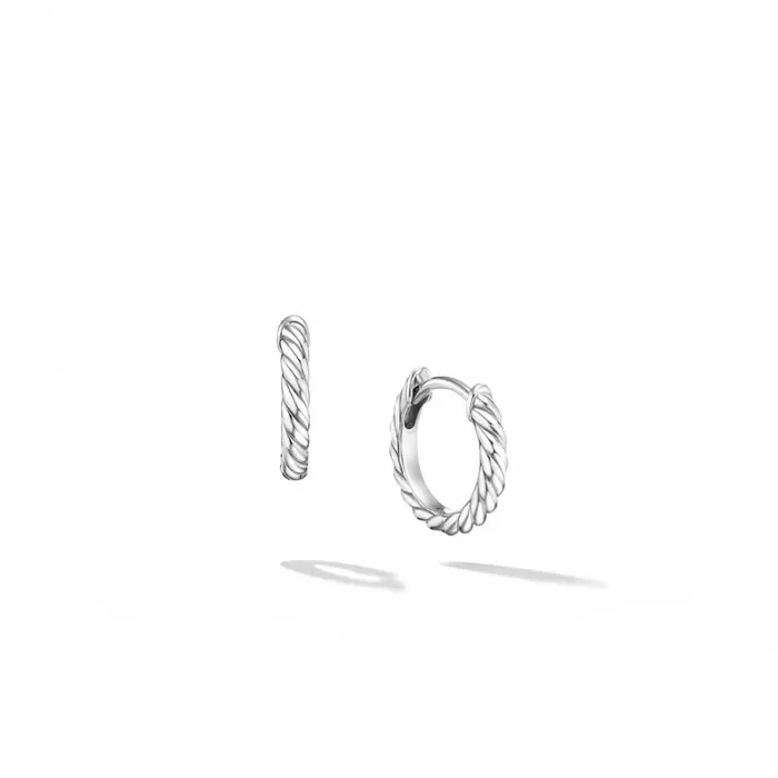 DAVID YURMAN INC David Yurman Sculpted Cable Micro Huggie Hoop Earrings in Sterling Silver 107mm Earrings DAVID YURMAN INC David Yurman Sculpted Cable Micro Huggie Hoop Earrings in Sterling Silver 107mm Earrings