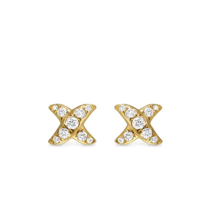 DAVID YURMAN INC Earrings David Yurman Crossover X Stud Earrings in Yellow Gold with Diamonds 6mm DAVID YURMAN INC Earrings David Yurman Crossover X Stud Earrings in Yellow Gold with Diamonds 6mm
