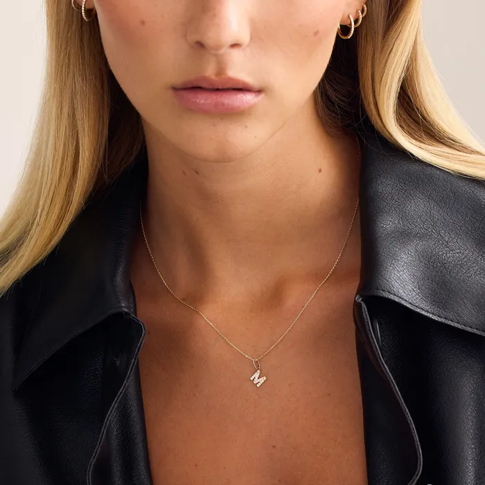 Diamond Initial Necklace Set Eline Rosina Necklaces