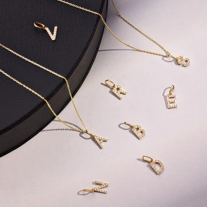 Diamond Initial Necklace Set Eline Rosina Necklaces