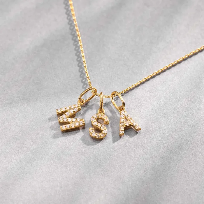 Diamond Initial Necklace Set Eline Rosina Necklaces